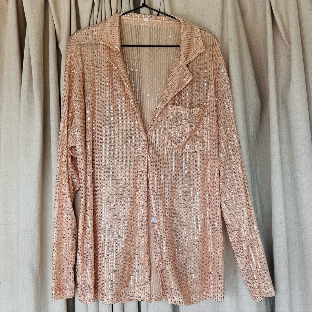 SOLD Sequin Long Sleeve Button Up